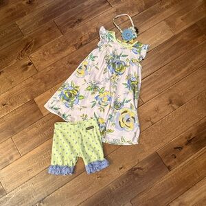 Matilda Jane Green and Purple Dress shorts headband